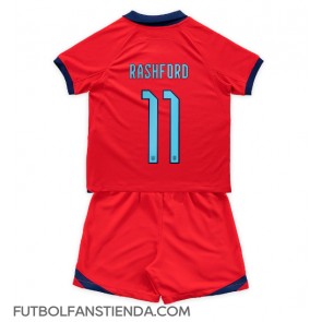 Inglaterra Marcus Rashford #11 Segunda Equipación Niños Mundial 2022 Manga Corta (+ Pantalones cortos)